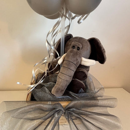 Hot Air Balloon Gift Basket with Elephant
