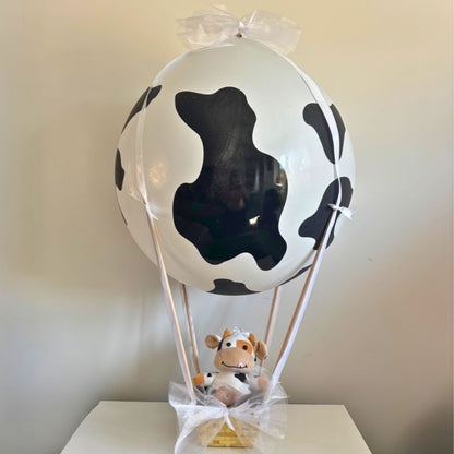 Hot Air Balloon Gift Basket with Cow