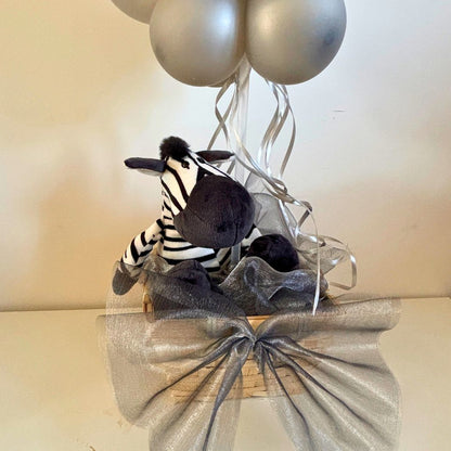 Hot Air Balloon Gift Basket with Zebra