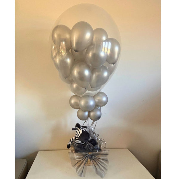 Hot Air Balloon Gift Basket with Zebra